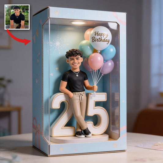 Personalized 25th Birthday Latino Man Acrylic Display Box, Keepsake Gift for Him