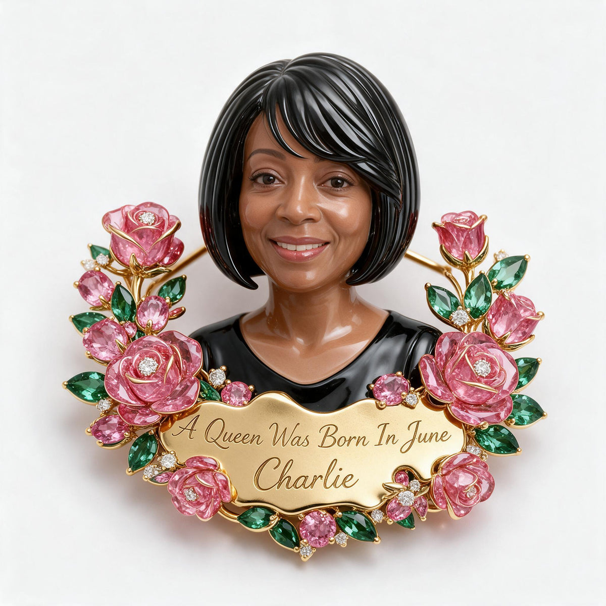 Personalized 50th Birthday Middle-Aged Black Woman 3D Embossed Enamel Pin Gift for Mom Wife Grandma