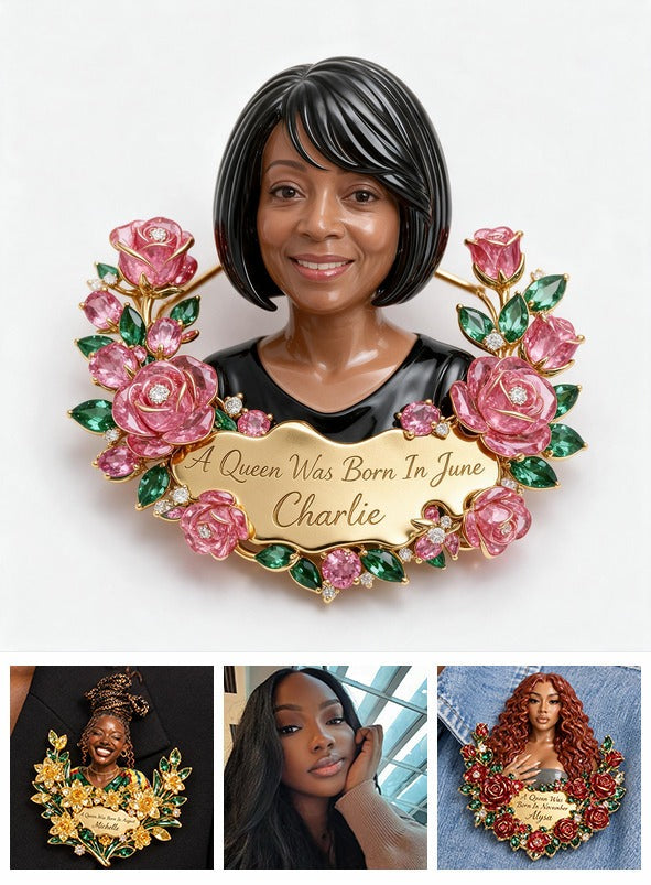 Personalized 50th Birthday Middle-Aged Black Woman 3D Embossed Enamel Pin Gift for Mom Wife Grandma