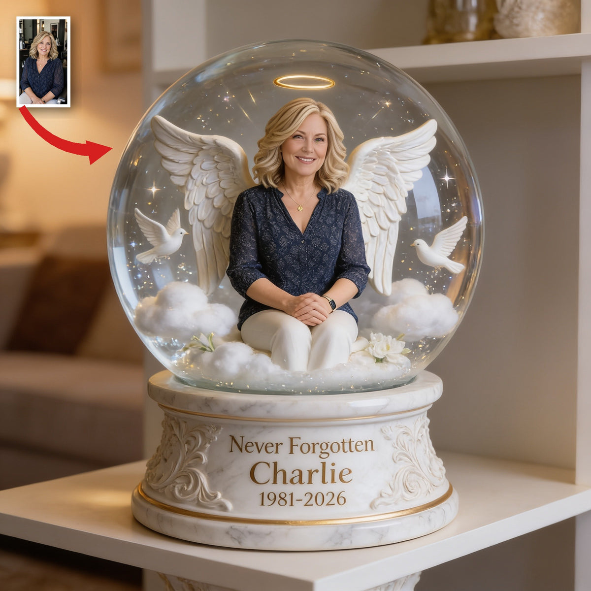 Personalized Memorial Middle-Aged Woman Custom Shaped Acrylic Plaque Sympathy Gift for Mom Wife