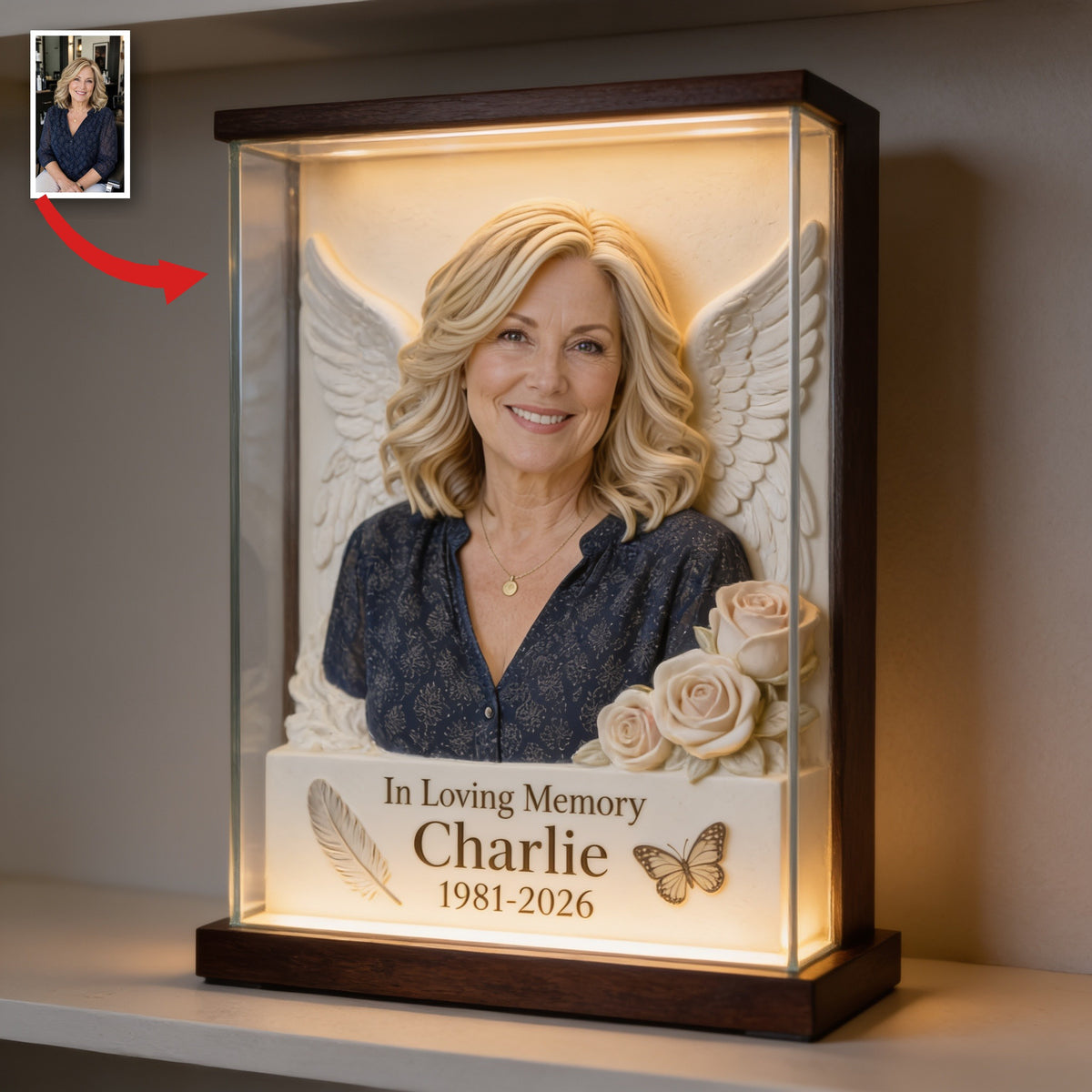 Personalized In Loving Memory Middle-Aged Woman Memorial Acrylic Plaque, Mom Wife Keepsake