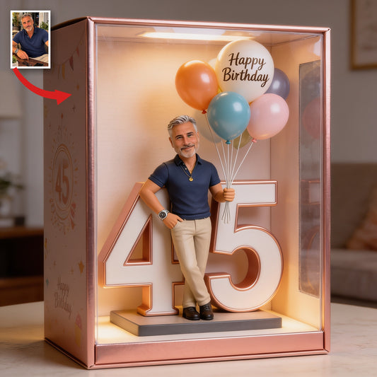 Personalized 45th Birthday Middle-Aged Man Acrylic Display Box Keepsake Gift