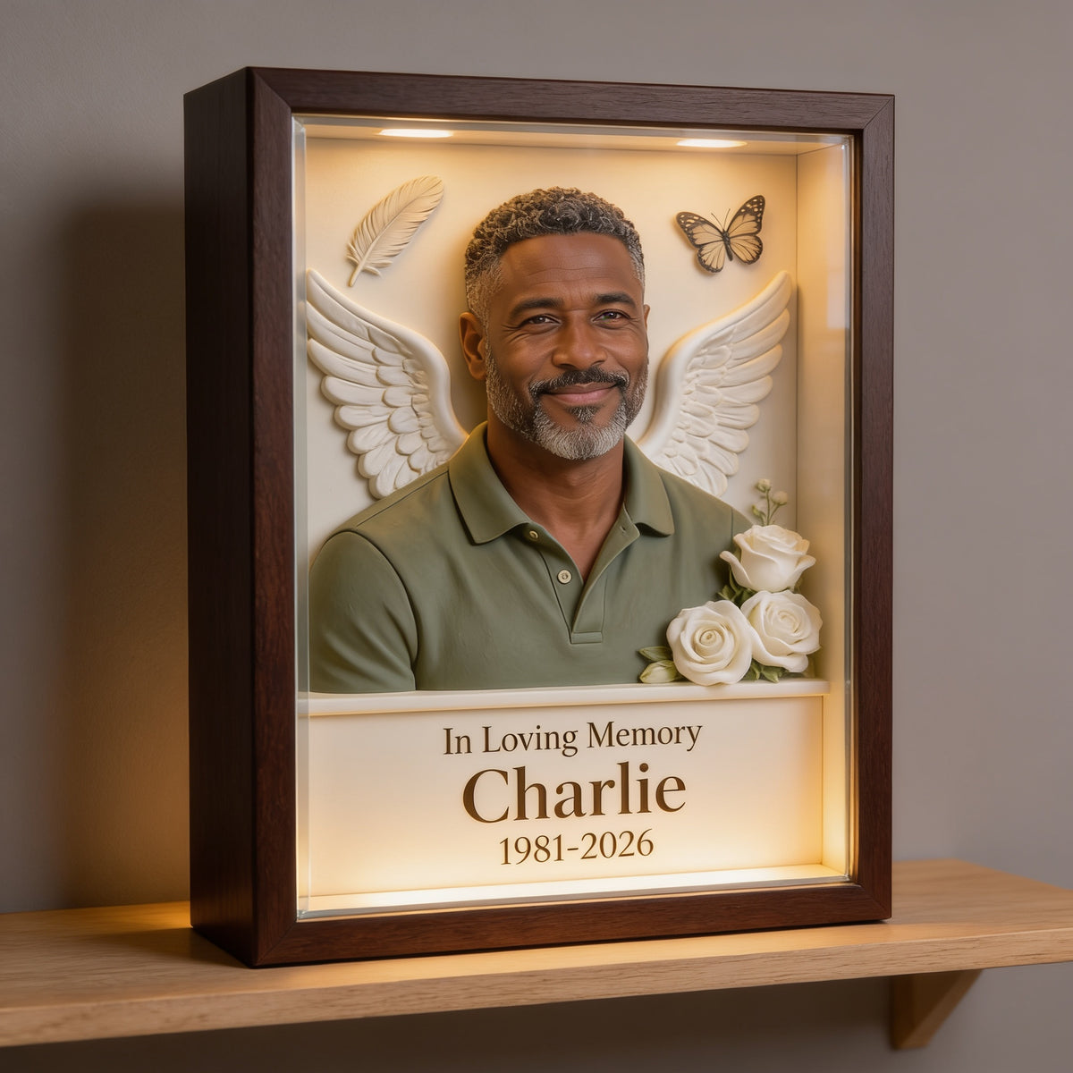 Personalized In Loving Memory Middle-Aged Black Man Memorial Acrylic Plaque, Dad Husband Keepsake