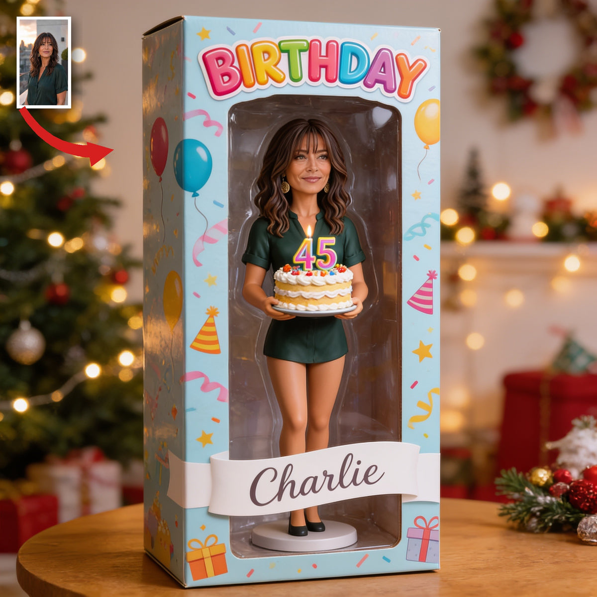Personalized 45th Birthday Middle-Aged Latina Woman Acrylic Display Box Gift