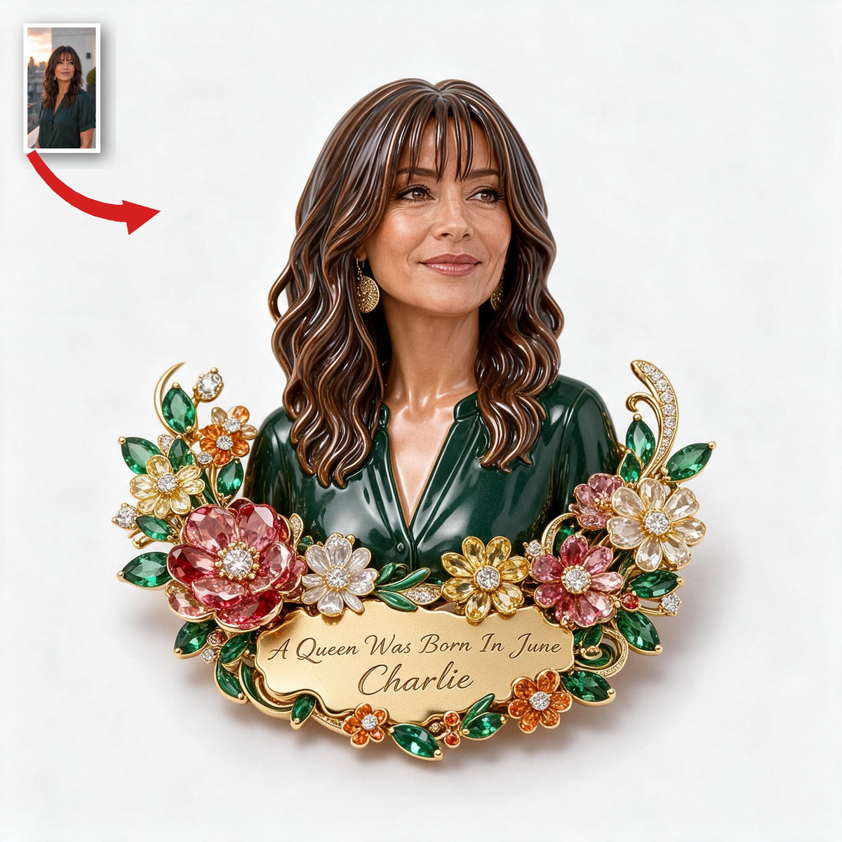 Personalized 50th Birthday Middle-Aged Latina Woman 3D Embossed Enamel Pin Gift