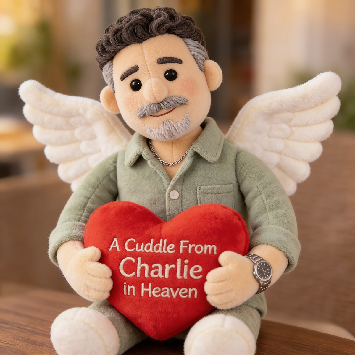 Personalized Middle-Aged Latino Man Memorial Shaped Pillow, Loss of Loved One Gift for Dad Husband