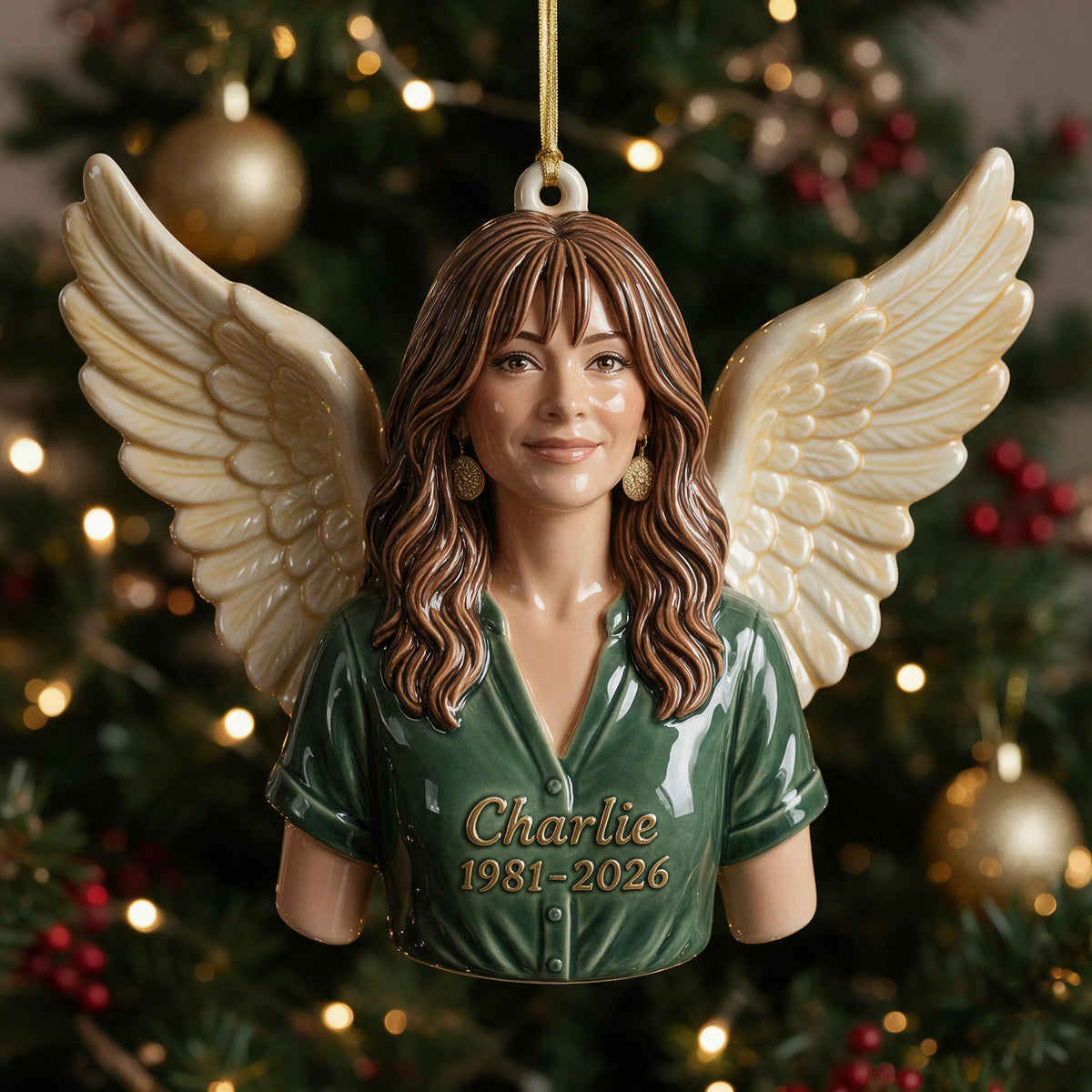 Personalized Christmas Middle-Aged Latina Woman Memorial 3D Ornament Keepsake