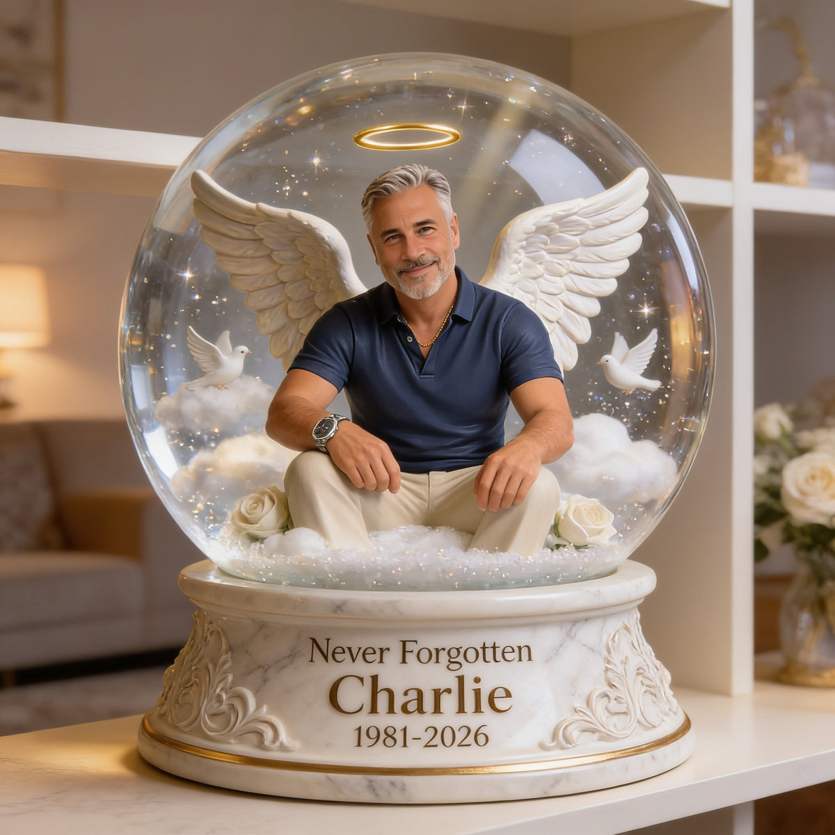 Personalized Middle-Aged Man Memorial Custom Shaped Acrylic Plaque Sympathy Gift