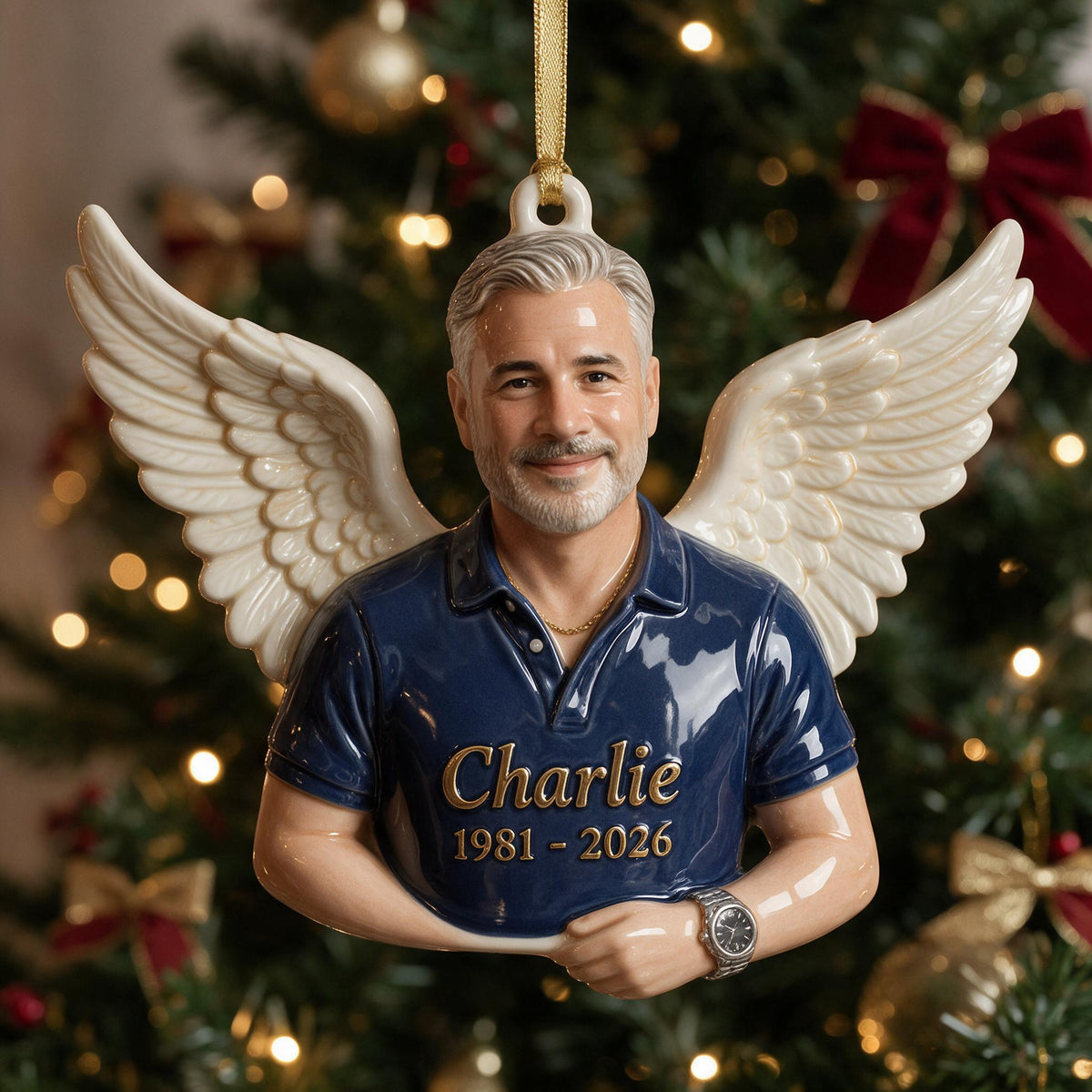 Personalized Christmas Memorial Middle-Aged Man 3D Ornament, Dad Husband Remembrance Keepsake