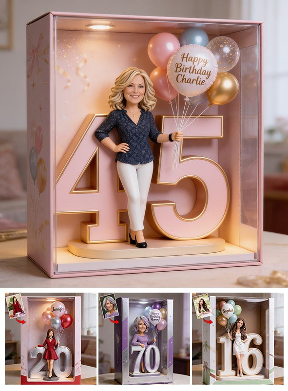 Personalized 45th Birthday Middle-Aged Woman Acrylic Display Box