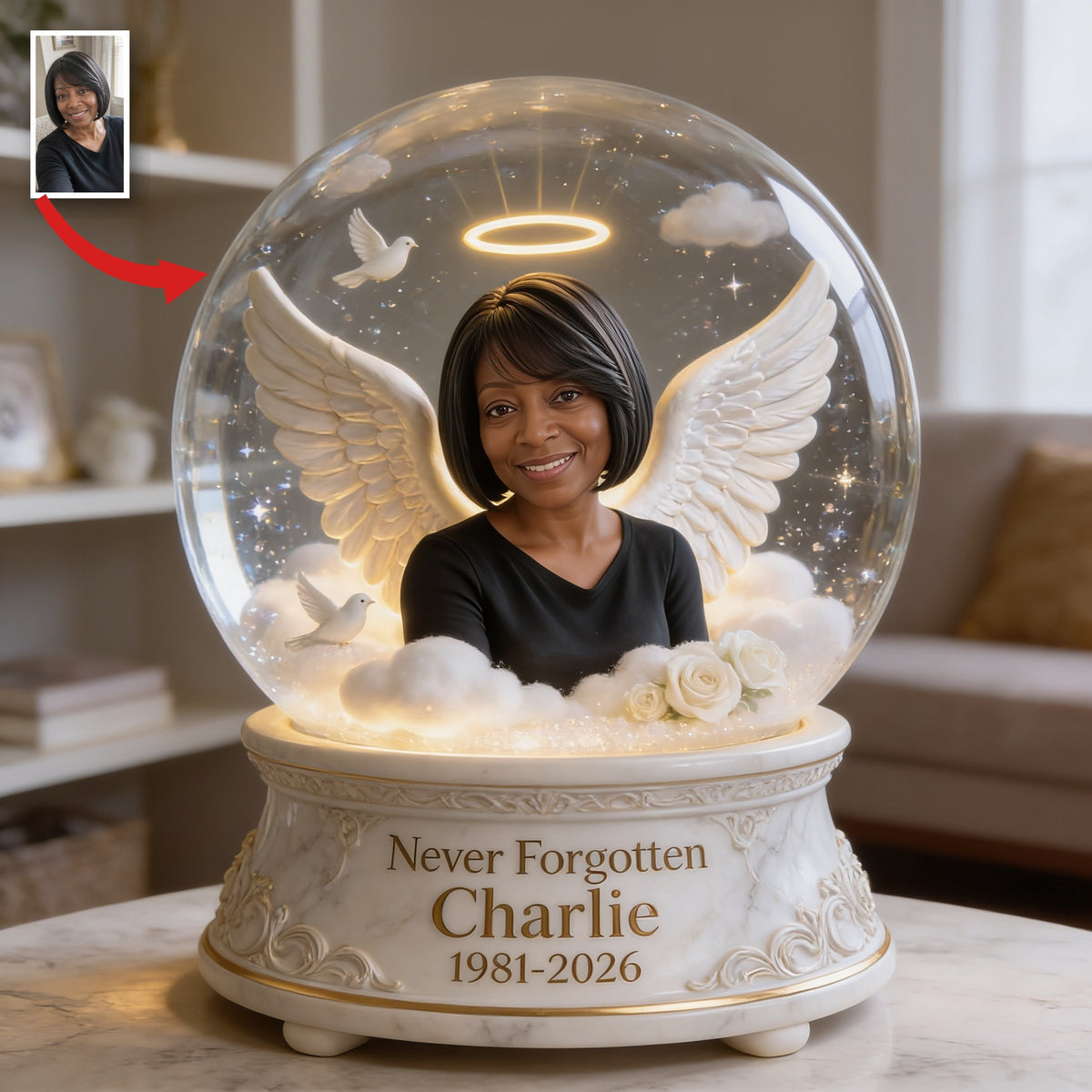 Personalized Memorial Middle-Aged Black Woman Custom Shaped Acrylic Plaque Sympathy Gift