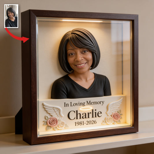 Personalized In Loving Memory Middle-Aged Black Woman Acrylic Memorial Plaque