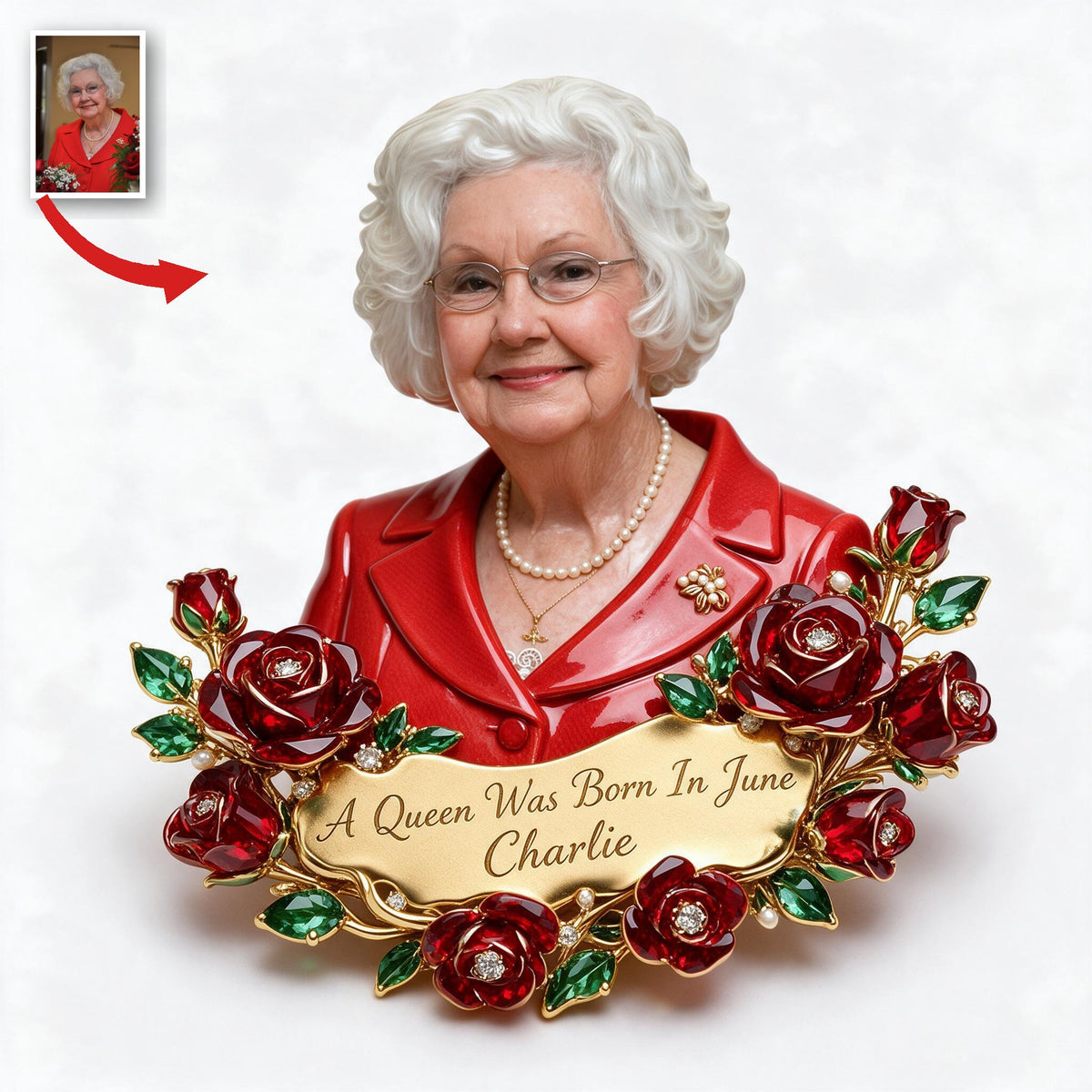 Personalized 70th Birthday Older Woman 3D Embossed Enamel Pin Grandma Gift