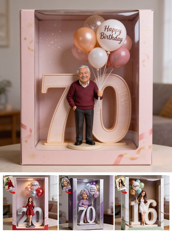 Personalized 70th Birthday Older Latino Man Acrylic Display Box Gift for Dad Grandpa