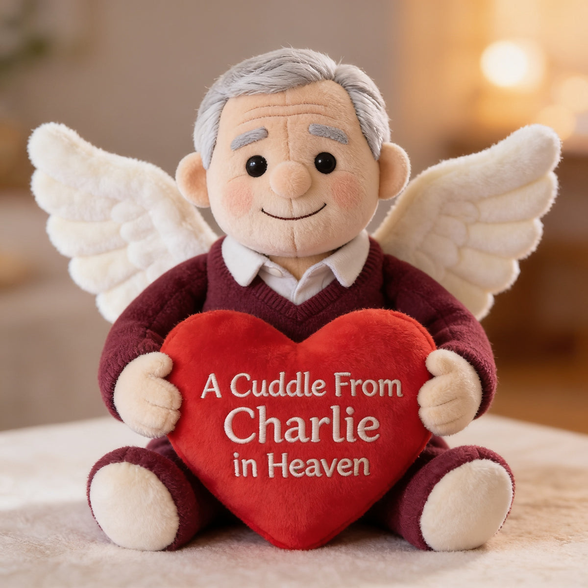 Personalized Older Latino Man Grandfather Memorial Shaped Pillow Sympathy Gift