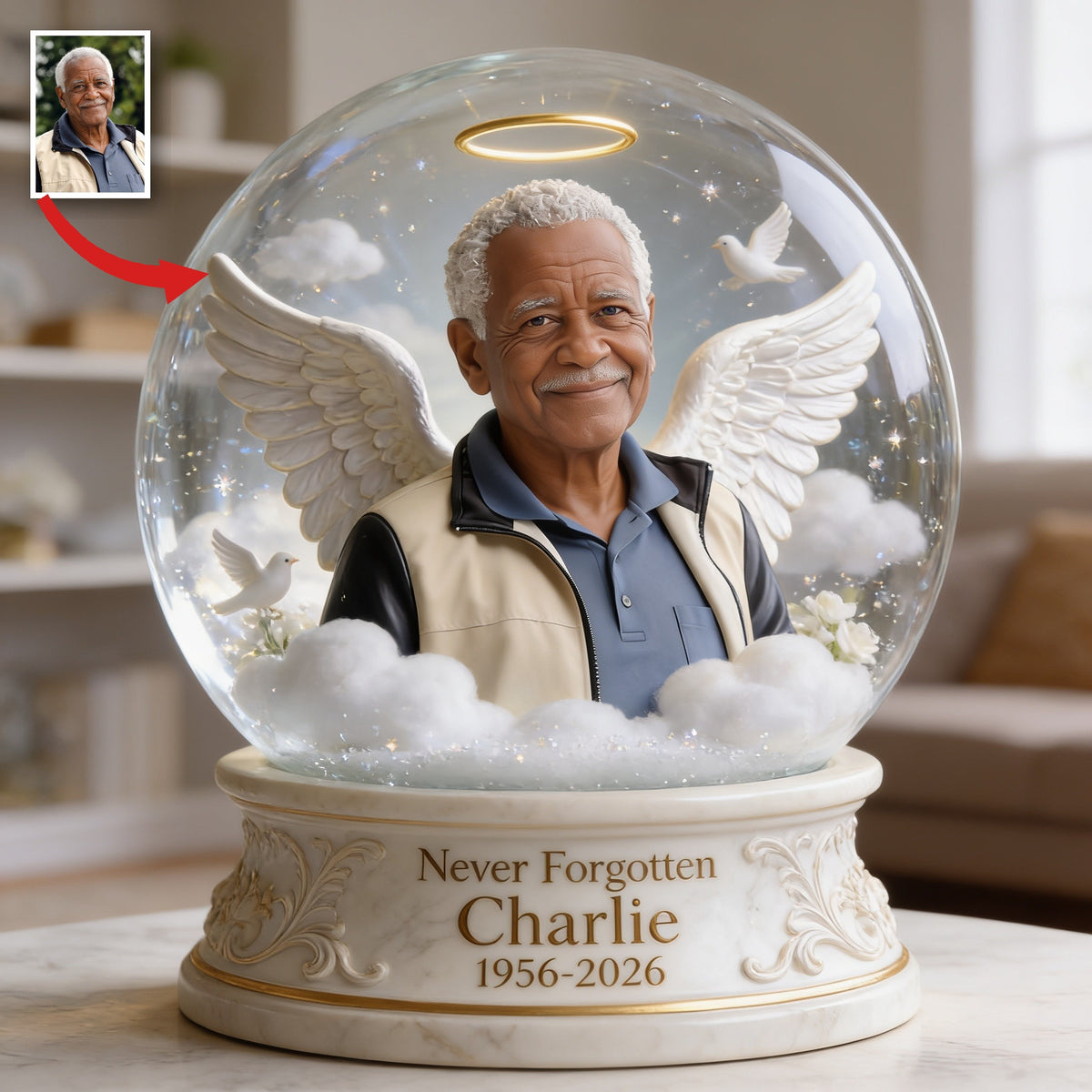 Personalized Older Black Man Grandfather Memorial Custom Shaped Acrylic Plaque Sympathy Gift