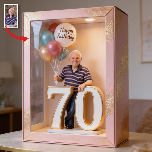 Personalized 70th Birthday Older Man Acrylic Display Box Dad Grandpa Keepsake Gift