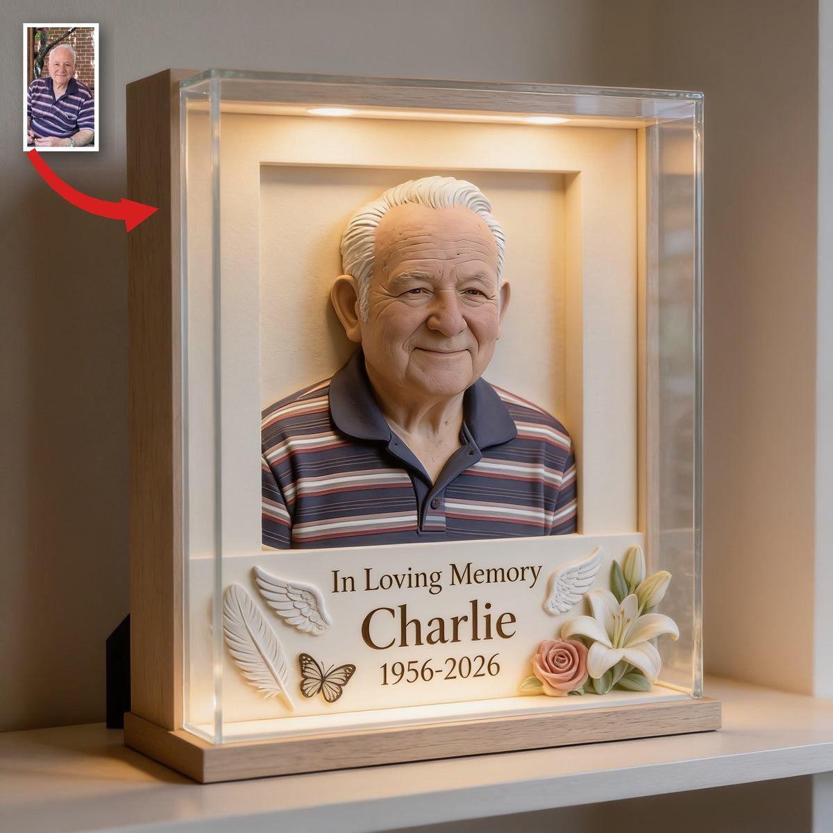 Personalized In Loving Memory Older Man Grandpa Custom Shaped Acrylic Memorial Plaque