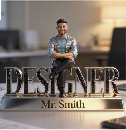 Custom Latin Male Designer Desk Sign Personalized Hispanic Young Man Office Decor Figurine Luxury Crystal Nameplate Creative Statue Gift
