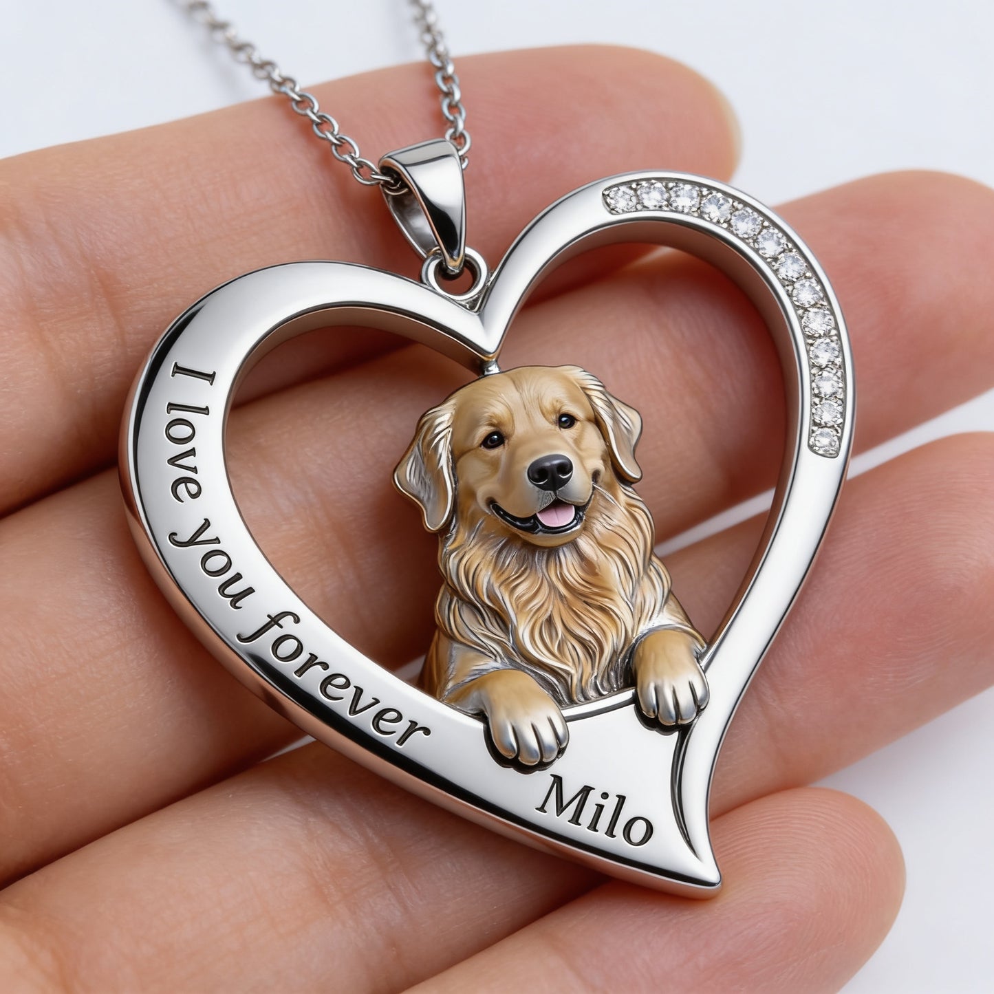 Custom Any Photo Golden Retriever Dog Heart Pendant Necklace – Personalized Pet Memorial Jewelry Gift for Dog Lovers