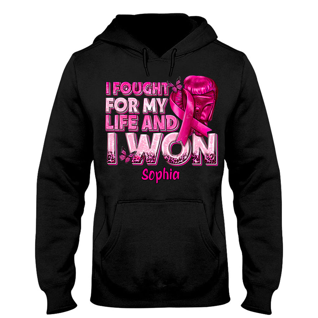 Boxing Gloves Pink Ribbon - Personalized Breast Cancer Awareness T-shirt And Hoodie