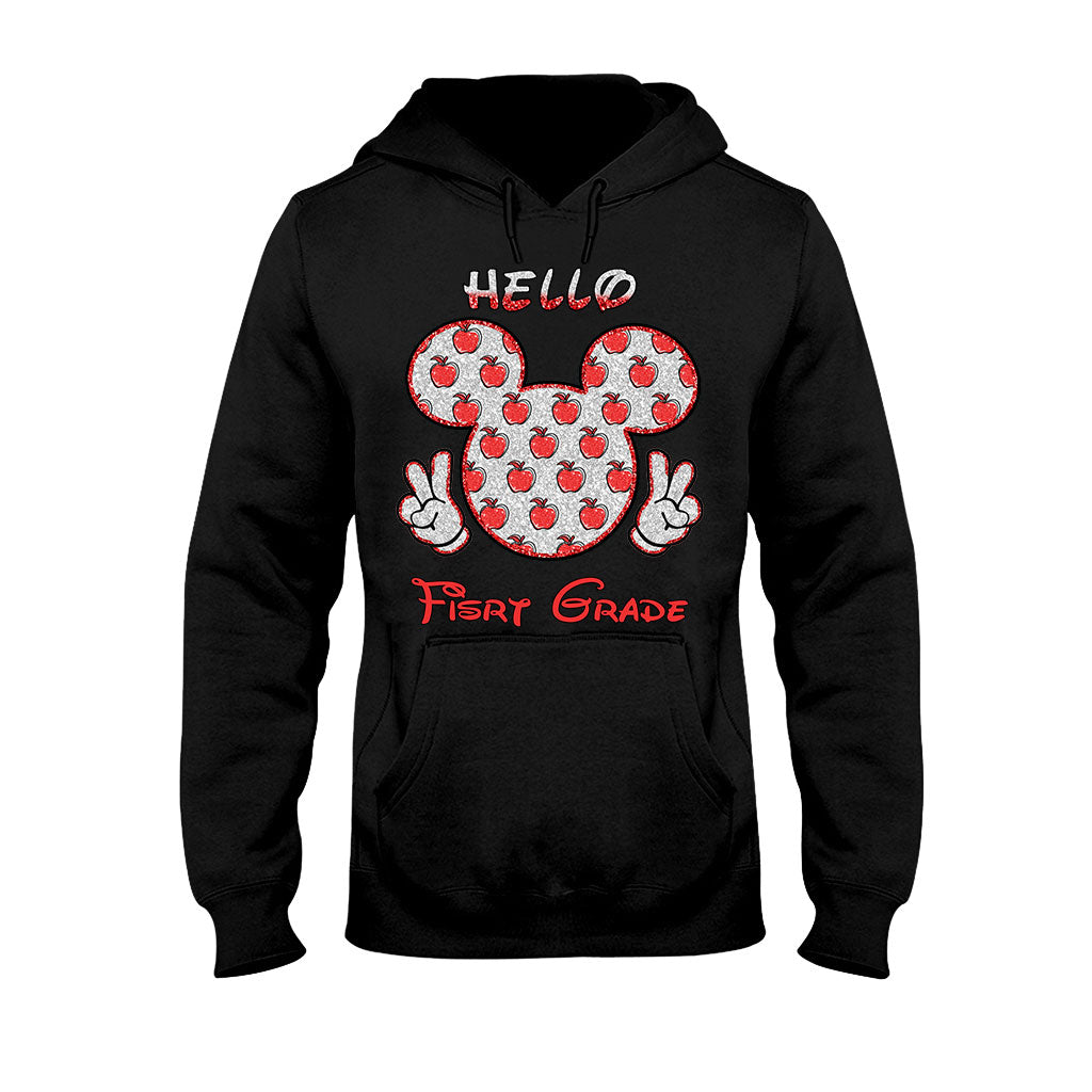 Hello School - Personalized Teacher T-shirt and Hoodie With Faux Glitter Print