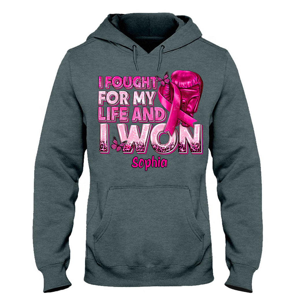 Boxing Gloves Pink Ribbon - Personalized Breast Cancer Awareness T-shirt And Hoodie