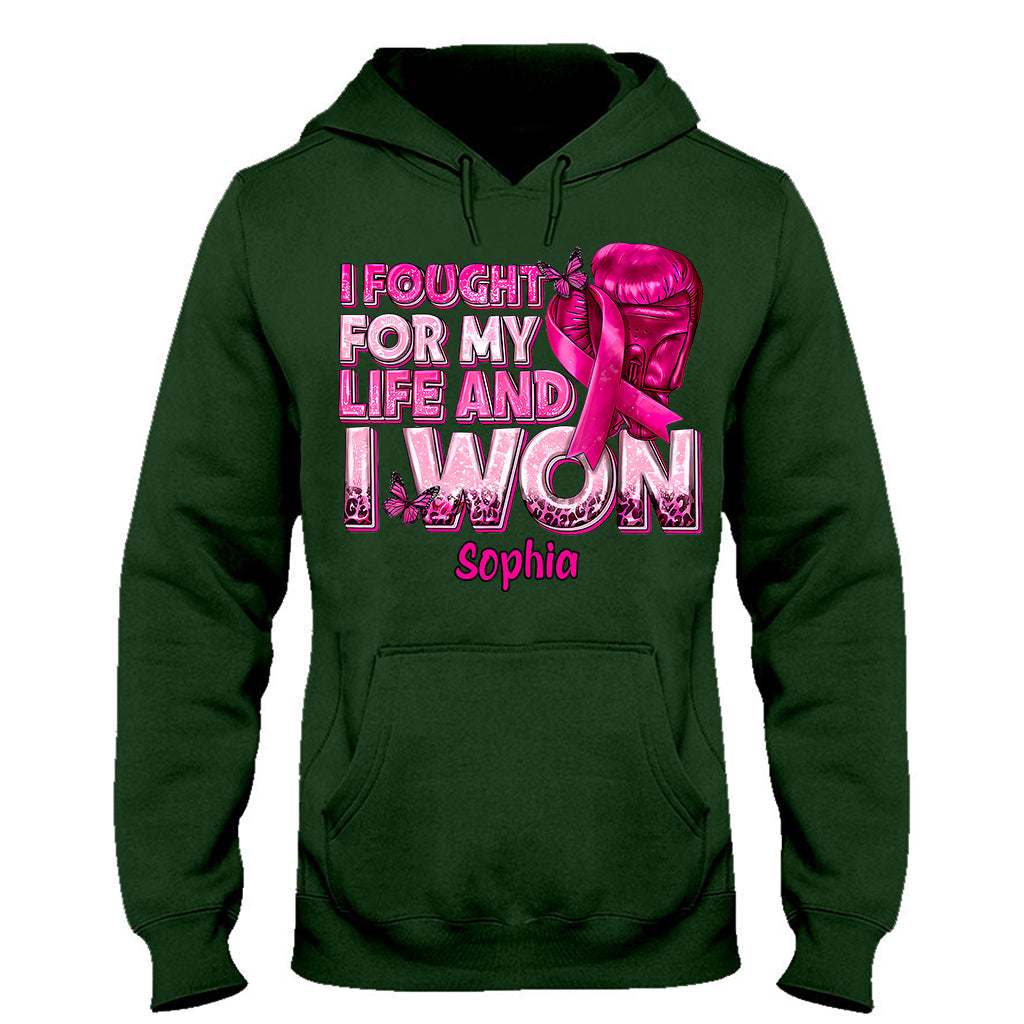 Boxing Gloves Pink Ribbon - Personalized Breast Cancer Awareness T-shirt And Hoodie
