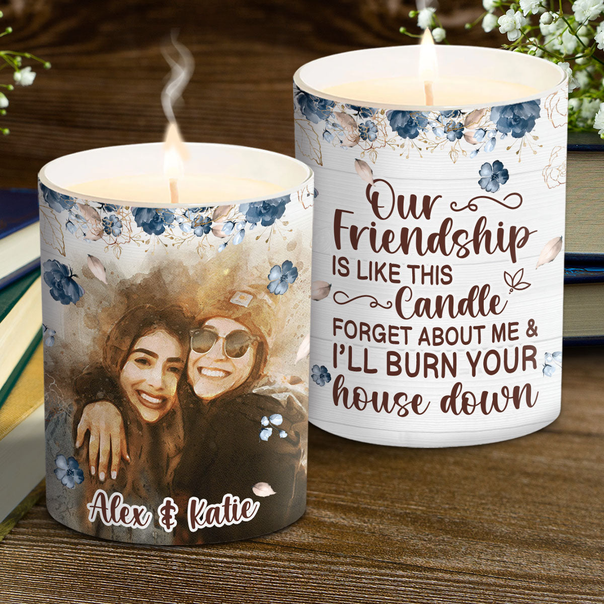 Our Friendship Is Like This Candle - Personalized Bestie Candle With Wooden Lid