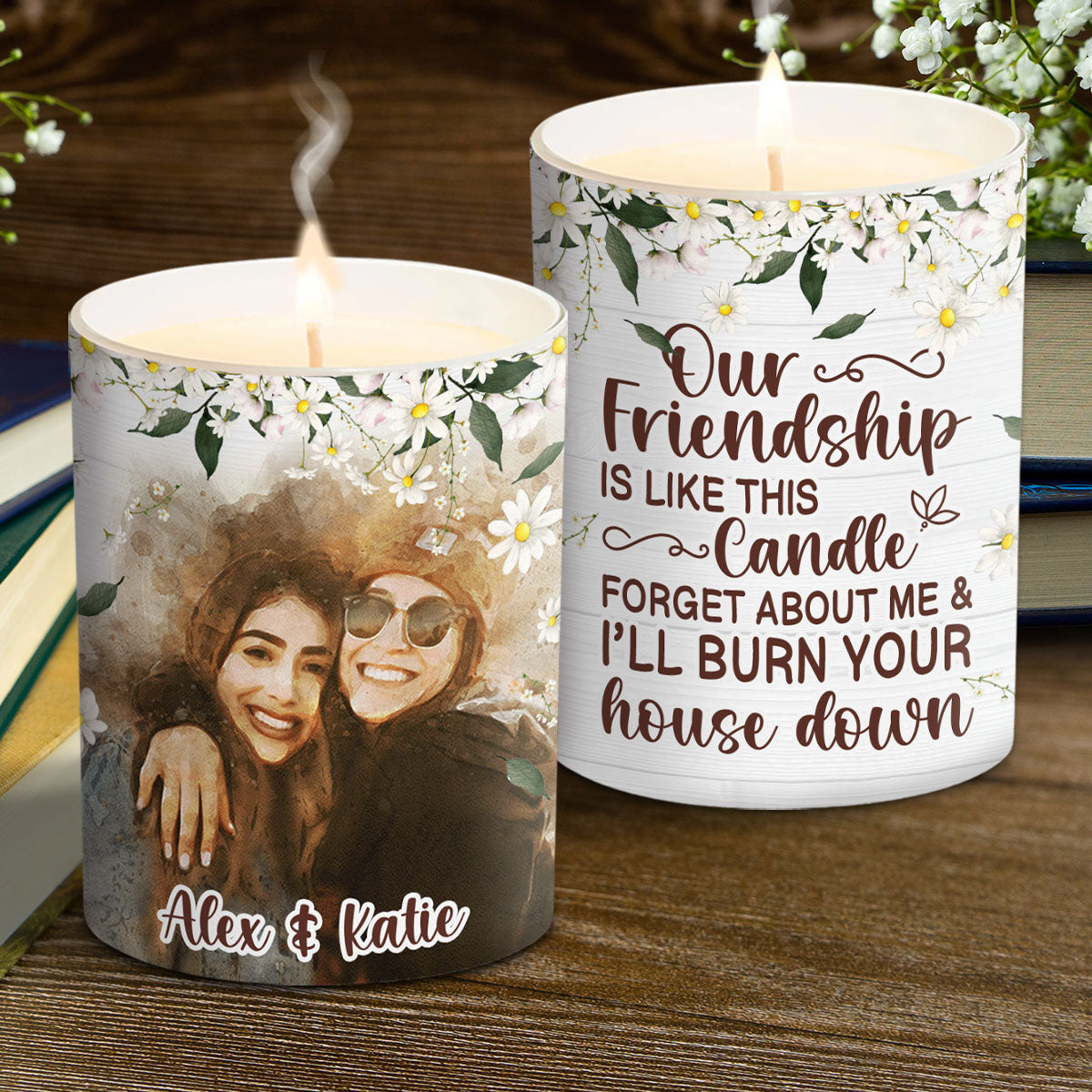 Our Friendship Is Like This Candle - Personalized Bestie Candle With Wooden Lid