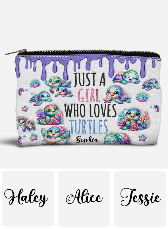 Just A Girl Who Loves Turtles - Personalized Turtle Pouch