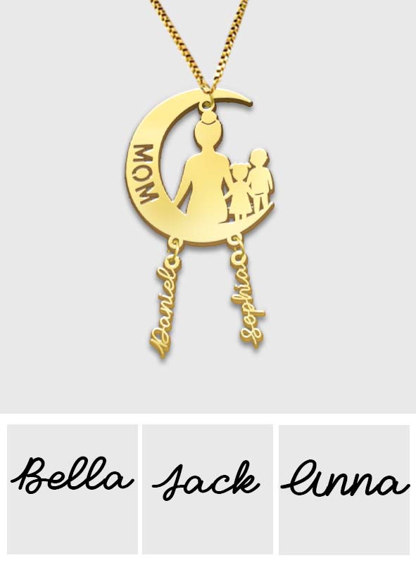 Mom I Love You To The Moon And Back - Personalized Mother Necklace with Charms