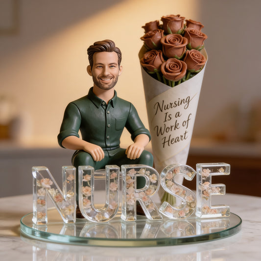 Personalized Latin Male Nurse Shaped Acrylic Plaque - Custom NURSE Desk Decor Gift for Healthcare Office Display