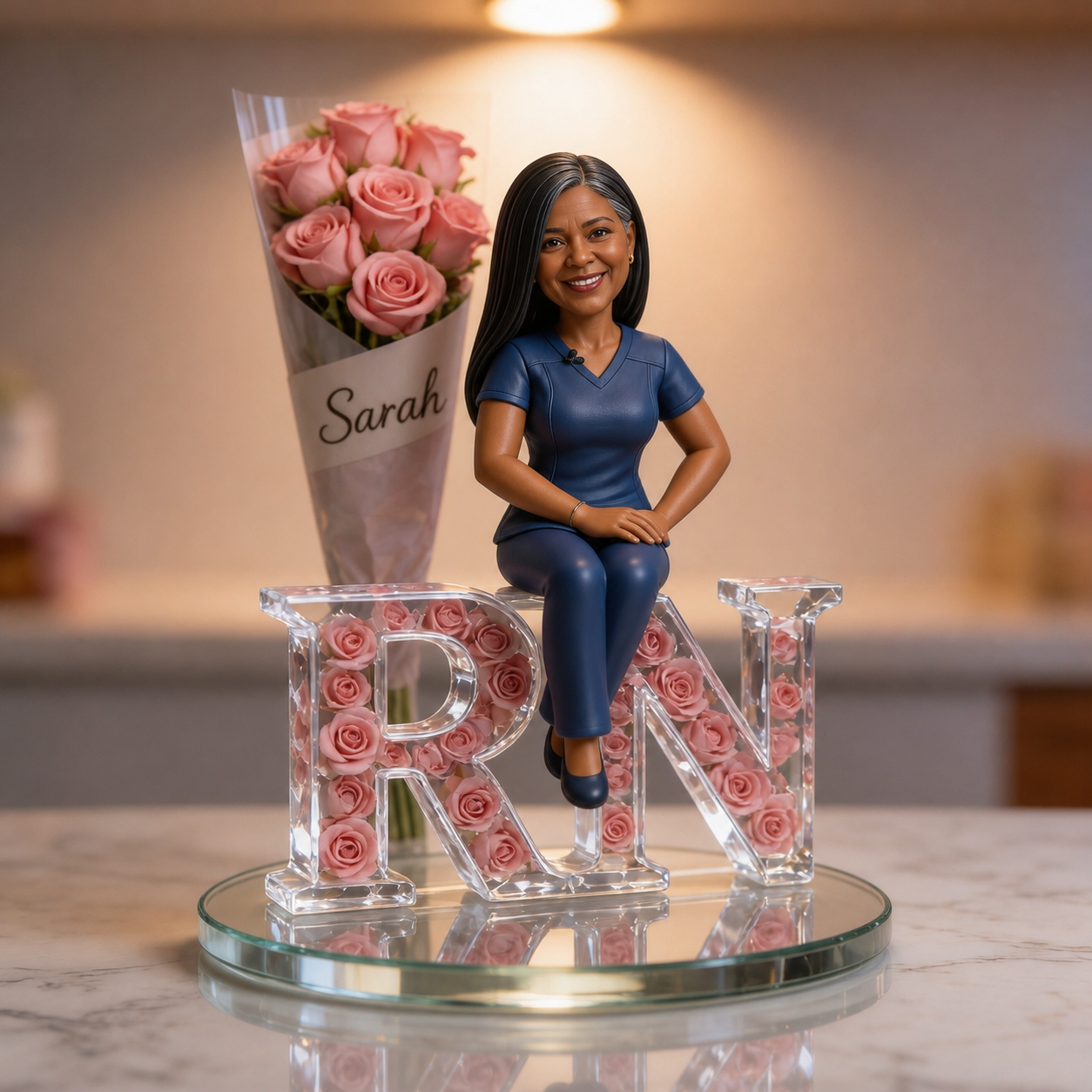 Personalized Old Black Female RN Photo Acrylic Plaque Custom Nursing Retirement Graduation Gift Black Healthcare Hero Office Desk Decor