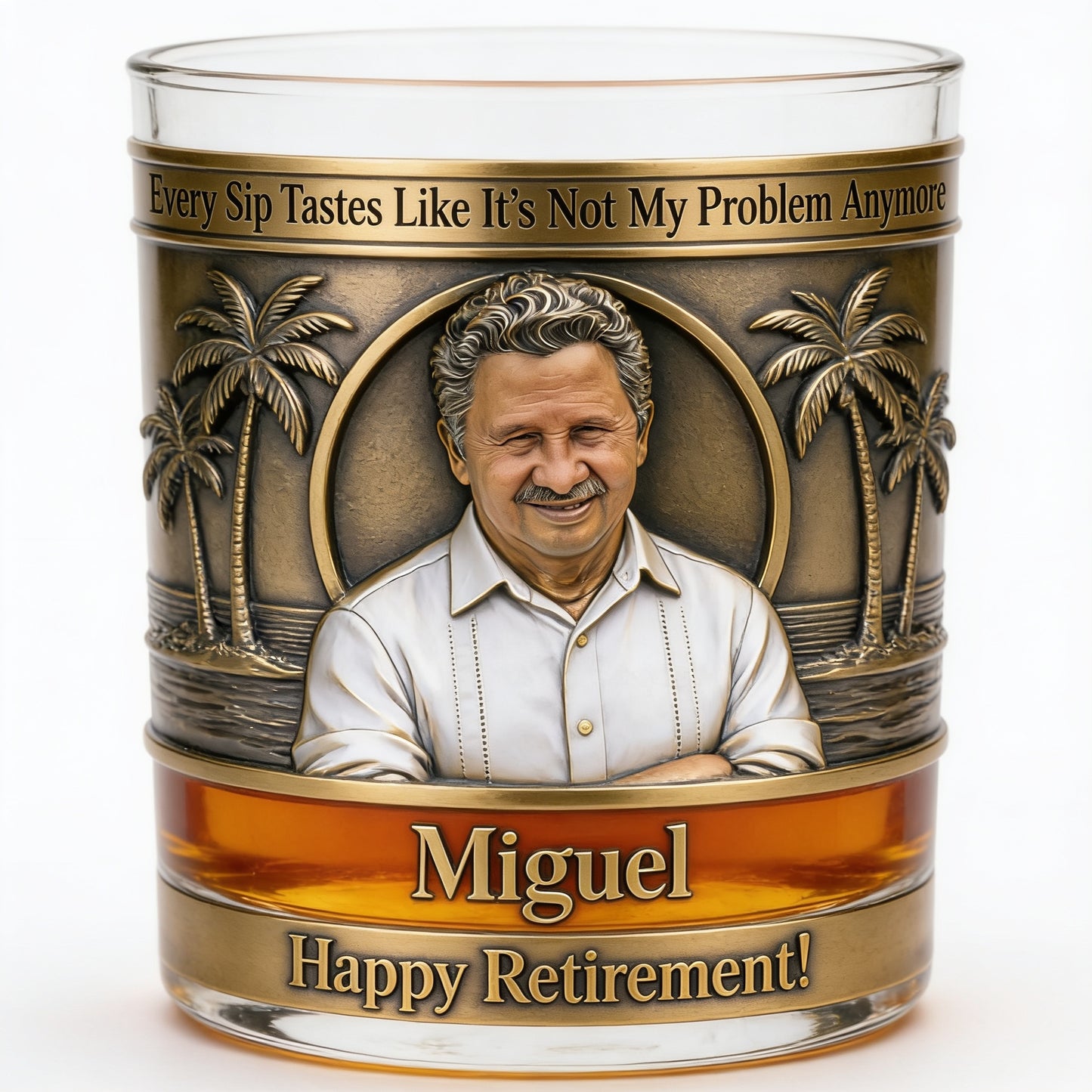 Custom Latin Retired Man Whiskey Glass Every Sip Tastes Like Its Not My Problem Anymore Funny Latino Retirement Gift