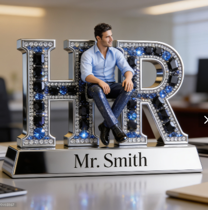 Custom Latin Male HR Manager Desk Nameplate Plaque - Personalized Office Decor & Executive Figure Trophy Gift
