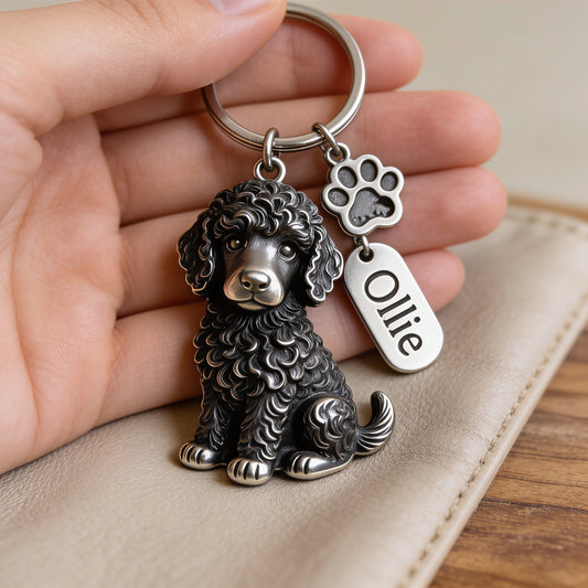 Custom Standard Poodle Photo Keychain Personalized Acrylic Charm Pet Memorial Keyring Elegant Gift for Poodle Owners Travel Backpack Car Key Accessory