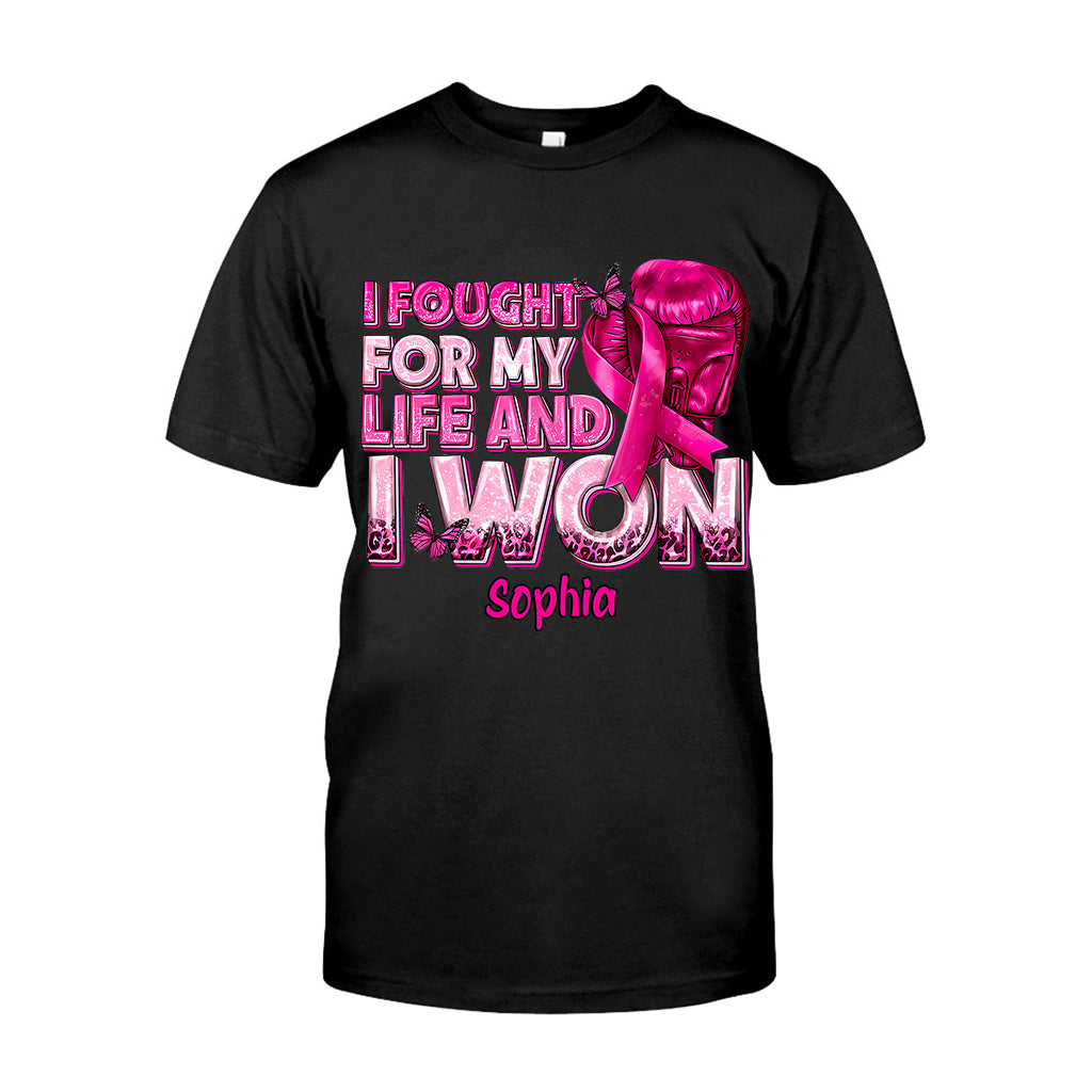 Boxing Gloves Pink Ribbon - Personalized Breast Cancer Awareness T-shirt And Hoodie