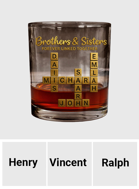 Siblings Crosssord Puzzle Scrabble - Personalized Sibling Whiskey Glass