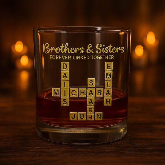 Siblings Crosssord Puzzle Scrabble - Personalized Sibling Whiskey Glass