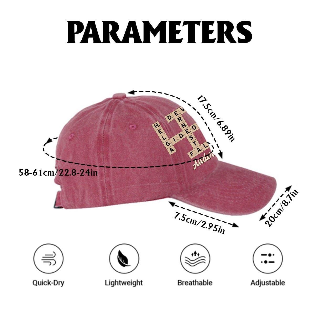 Love Family Scrabble Crossword - Personalized Scrabble Washed Denim Cap