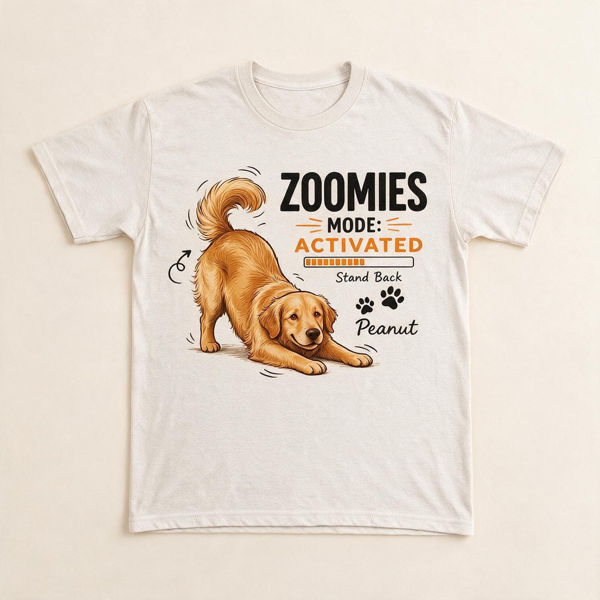 Zoomies Mode Activated Golden Retriever Play Bow Personalized Shirt - Funny Custom Dog Lover Gift