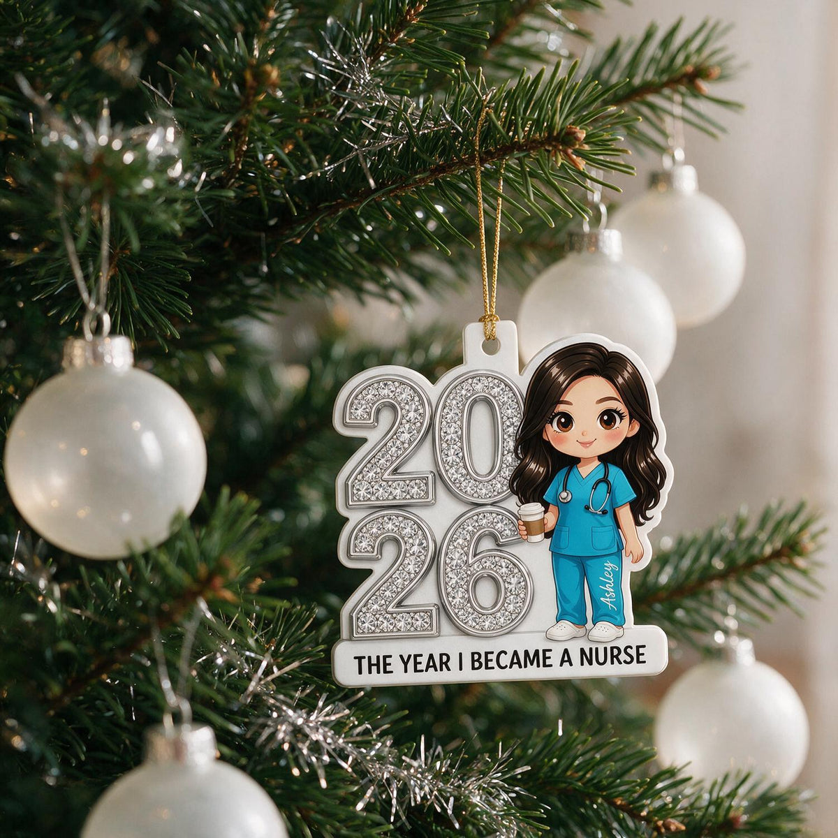 2026 The Year I Became A Nurse Personalized Acrylic Ornament - Custom Name Nurse Graduation Gift, Healthcare Worker Milestone Keepsake Christmas Decor