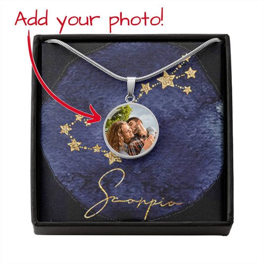 Zodiac Sign Necklace - Personalized Horoscope Round Pendant Necklace - hrs5026