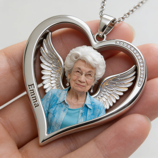 Custom Older Women Photo Shaped Metal Pendant Necklace Personalized Mother Picture Memorial Jewelry Remembrance Gift Casual Wear Travel Accessory