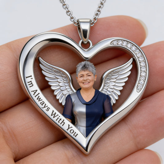 Custom Older Latin Women Photo Shaped Metal Pendant Necklace Personalized Mother Picture Memorial Jewelry Remembrance Gift Casual Wear Travel Accessory