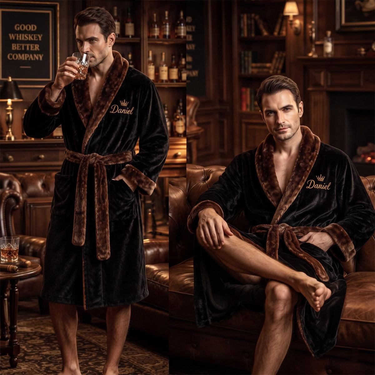 Gentleman Favor - Personalized Whisky Pajama Kimono Robe