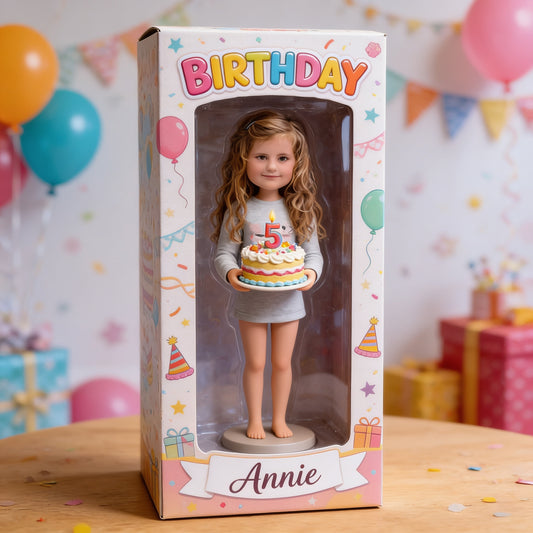 Personalized Custom Birthday Little Girl Doll 3D Figurine with Customized Window Display Box Keepsake Gift for Daughter Granddaughter Niece