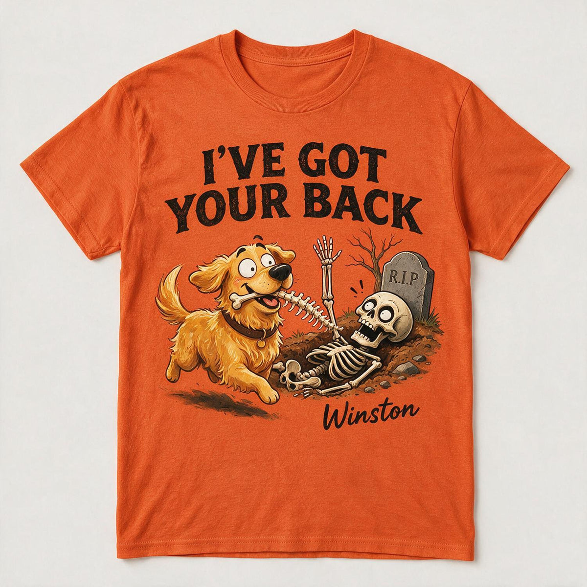 Personalized Halloween Golden Retriever Funny Dog T-Shirt, I've Got Your Back Skeleton Gift For Dog Lovers