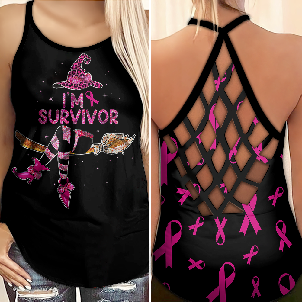 I'm Survivor Witch - Breast Cancer Awareness Cross Tank Top 0722
